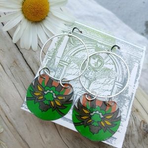 Vintage Indian Tin & Silver Earrings Artisan Handmade Issabeau Jewelry